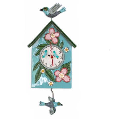 Clock Wall Bird Blessed Nest Funky Retro