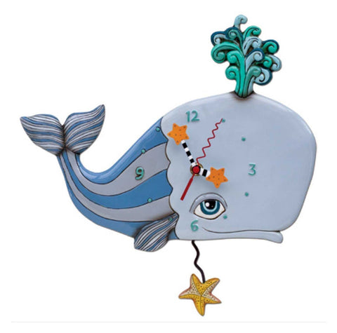 Clock Wall Whale Sprouting Off Funky Retro