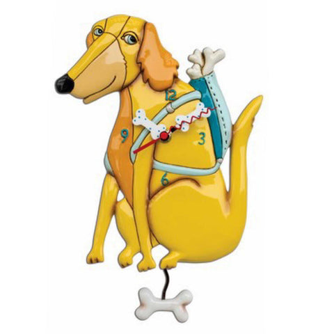 Clock Wall Dog Buddy N Bones Funky Retro